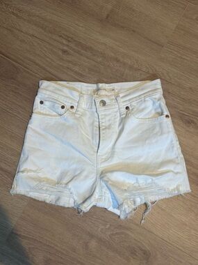 Levi's High Rise Jean Shorts Distressed Denim